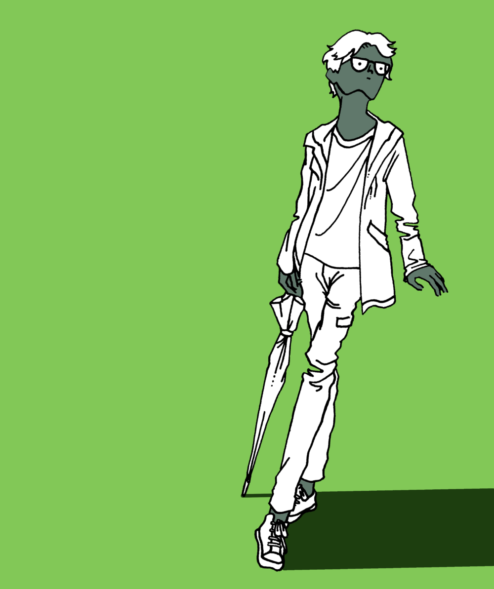 傘持つめがね男子2